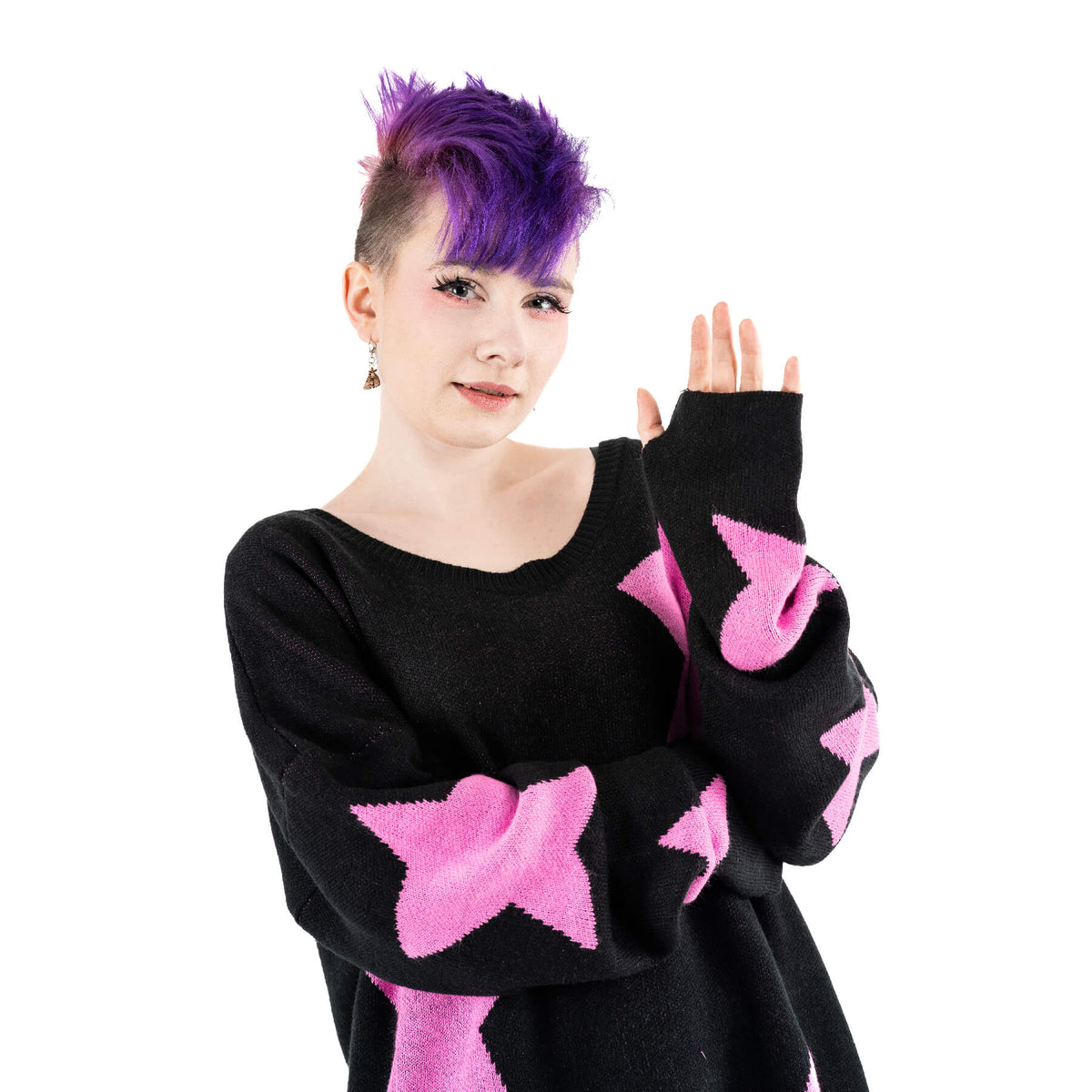 POIZEN HEARTLESS SEEING STARS JUMPER BLACK PINK