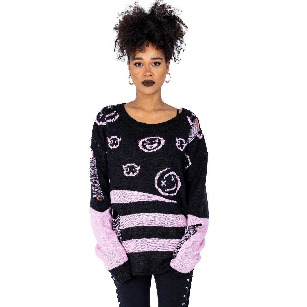 POIZEN HEARTLESS SPLIT PERSONALITY JUMPER BLACK PINK