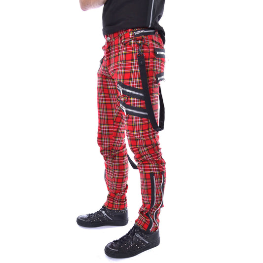 VIXXIN VINCENT RED TARTAN MENS PANTS