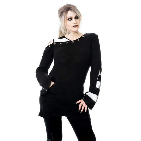 POIZEN HEARTLESS VONDA JUMPER BLACK WHITE BLACK