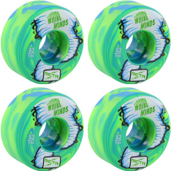 Ricta 53mm Whirlwinds Blue & Green Swirl 99a Wheels