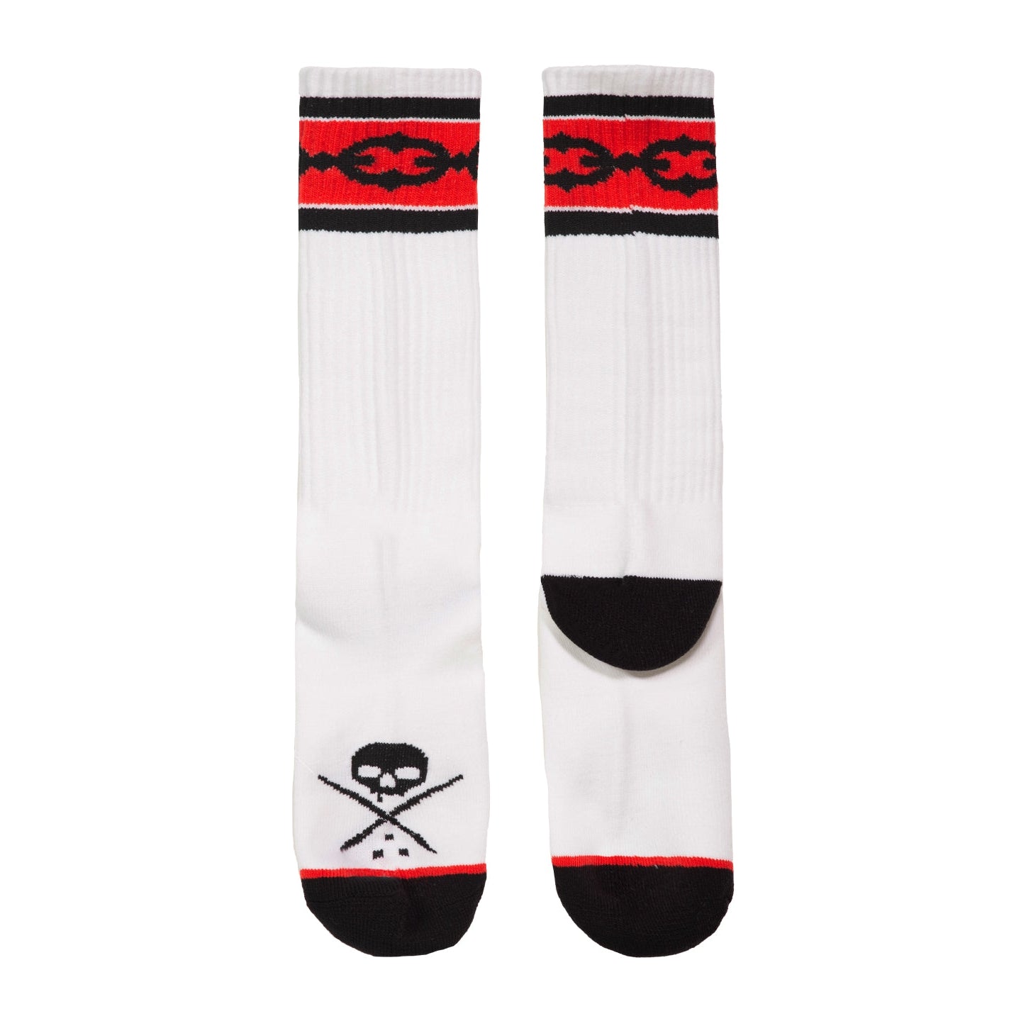 SULLEN CLOTHING CHAIN KNIT WHITE & RED SOCKS