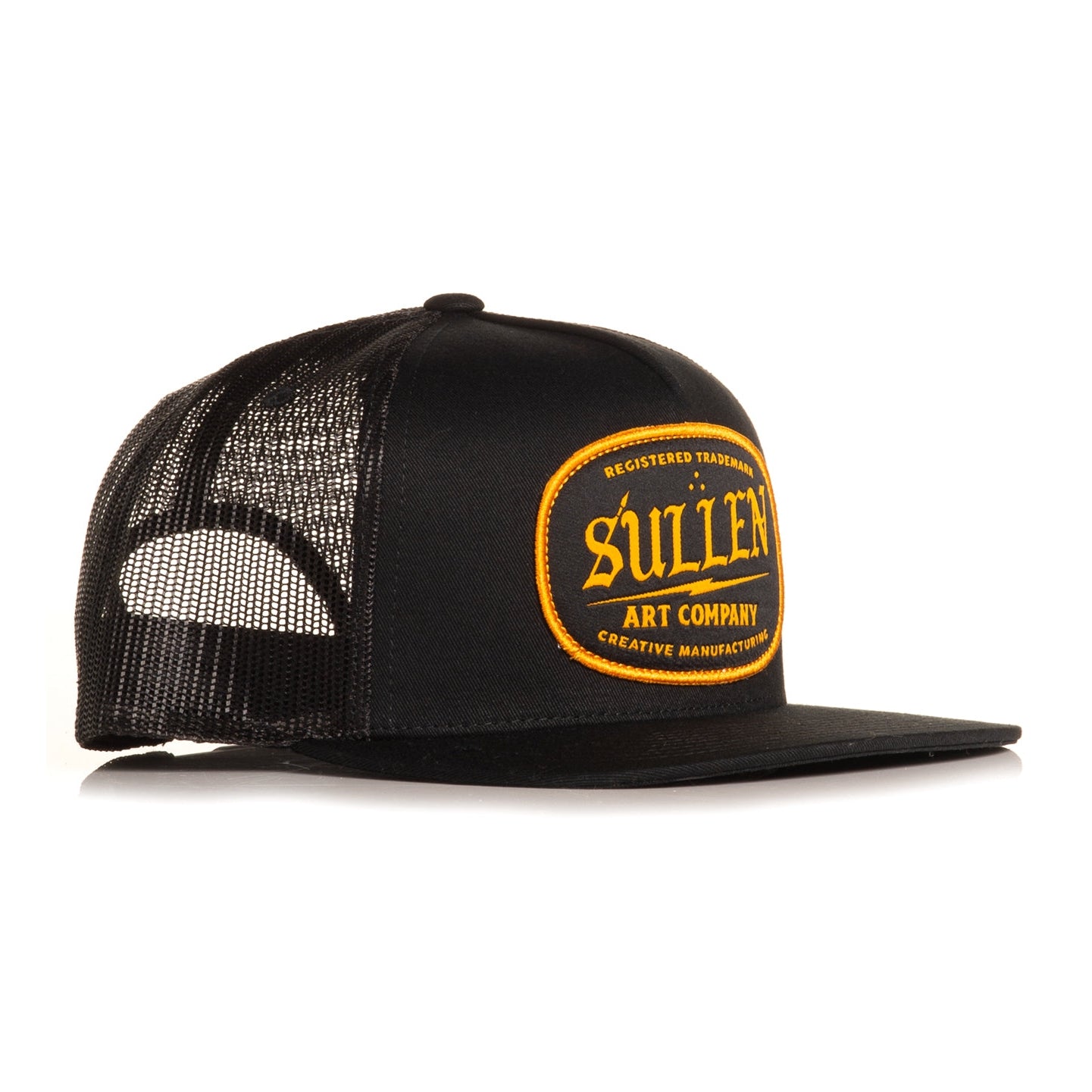 SULLEN CLOTHING SUPPLY BLACK & YELLOW SNAPBACK MESH TRUCKER CAP