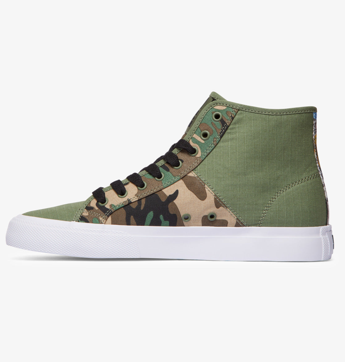 DC SHOES X BASQUIAT MANUAL HI BLACK MILITARY CAMO TRAINERS