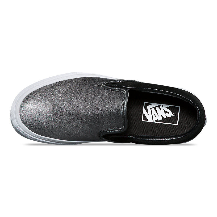 Vans Classic Slip on (2-Tone Metallic) Black True White Trainers (UK 4 EUR 36.5)