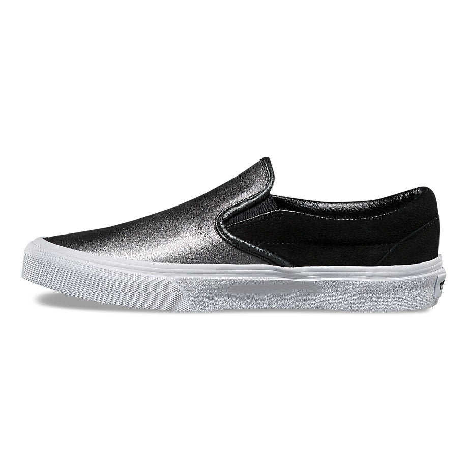 Vans Classic Slip on (2-Tone Metallic) Black True White Trainers (UK 4 EUR 36.5)