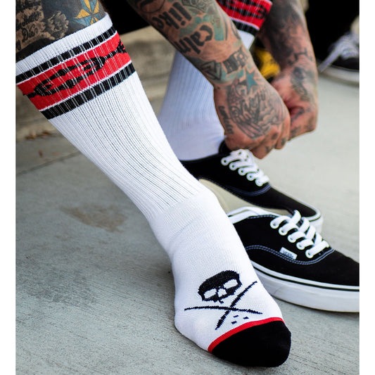 SULLEN CLOTHING CHAIN KNIT WHITE & RED SOCKS