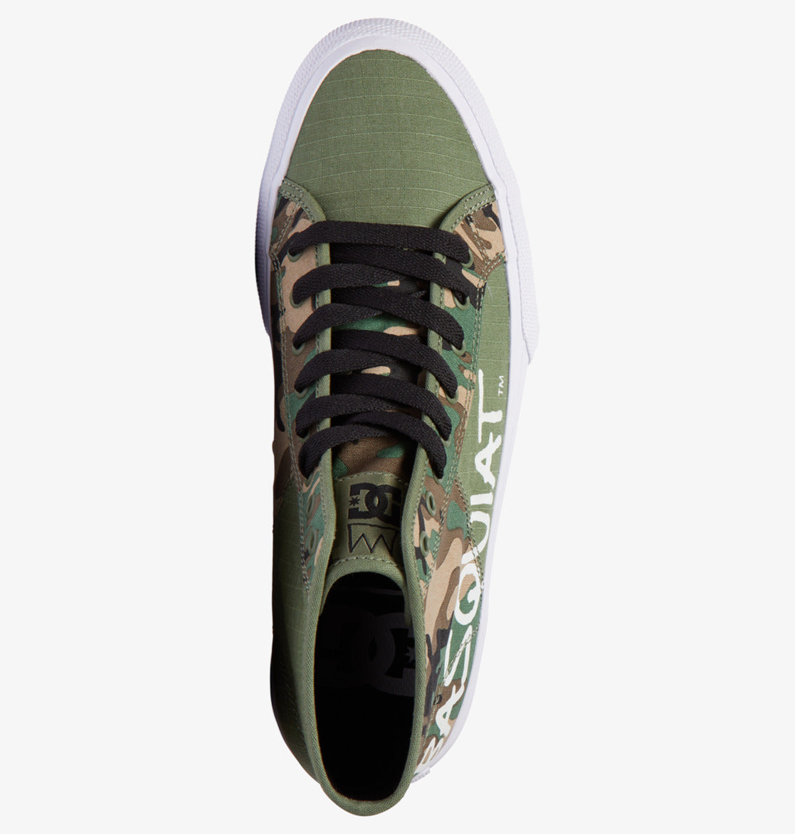 DC SHOES X BASQUIAT MANUAL HI BLACK MILITARY CAMO TRAINERS