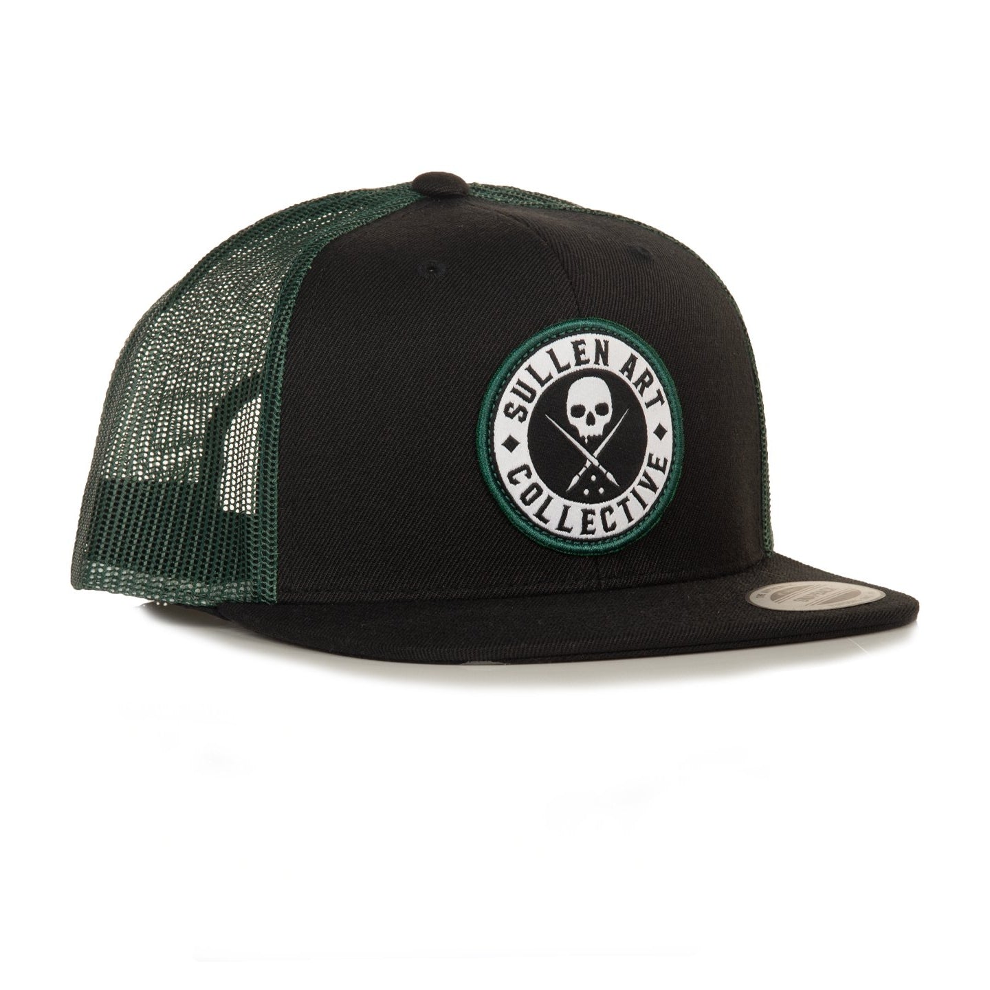 SULLEN CLOTHING BOH MESH TRUCKER HAT BLACK & GREEN SNAPBACK CAP