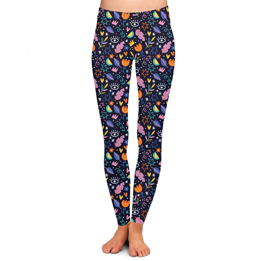 Beautifully Unique™ Colorful Doodles Curvy 10-14 Leggings
