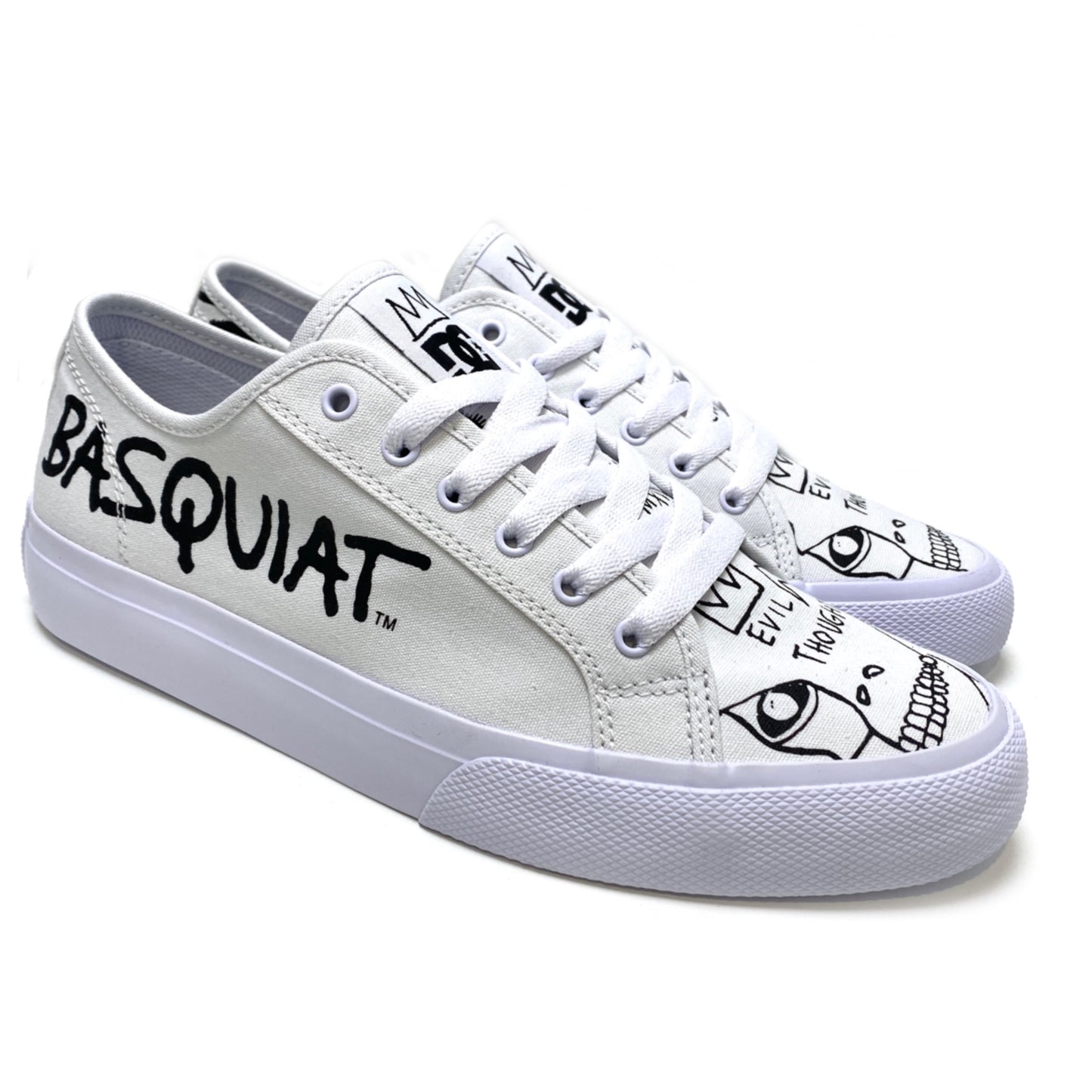 DC SHOES BASQUIAT MANUAL WHITE BLACK WHITE CANVAS LIMITED EDITION TRAINERS