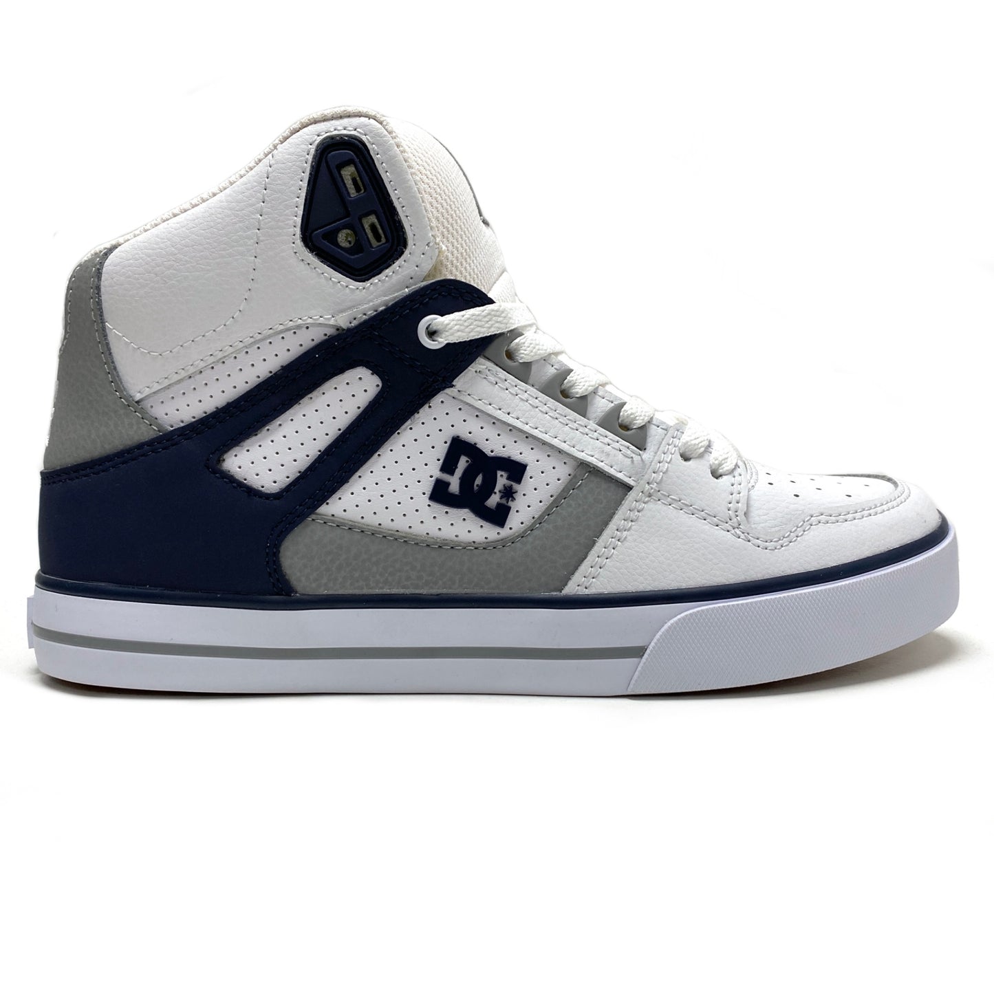 DC SHOES PURE HIGH TOP WC WHITE & NAVY TRAINERS