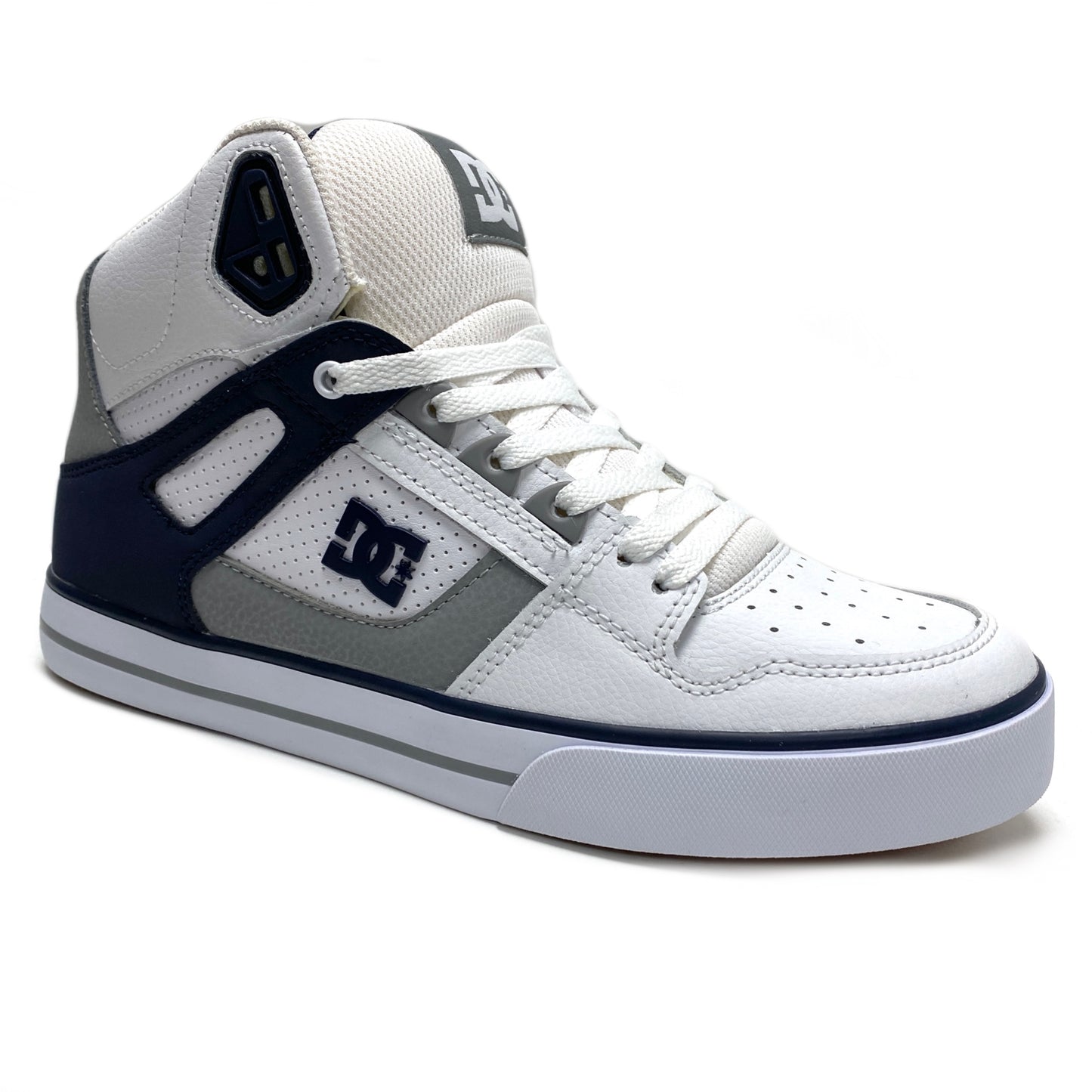 DC SHOES PURE HIGH TOP WC WHITE & NAVY TRAINERS