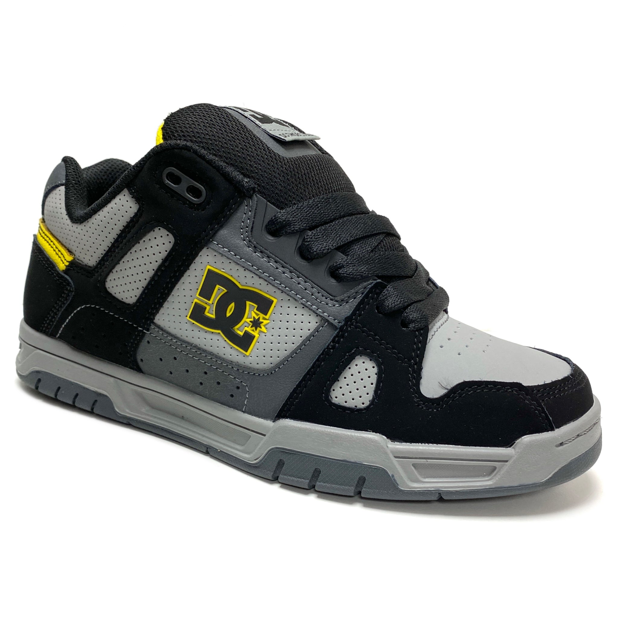 DC SHOES STAG GREY BLACK YELLOW TRAINERS Rageclothingstore