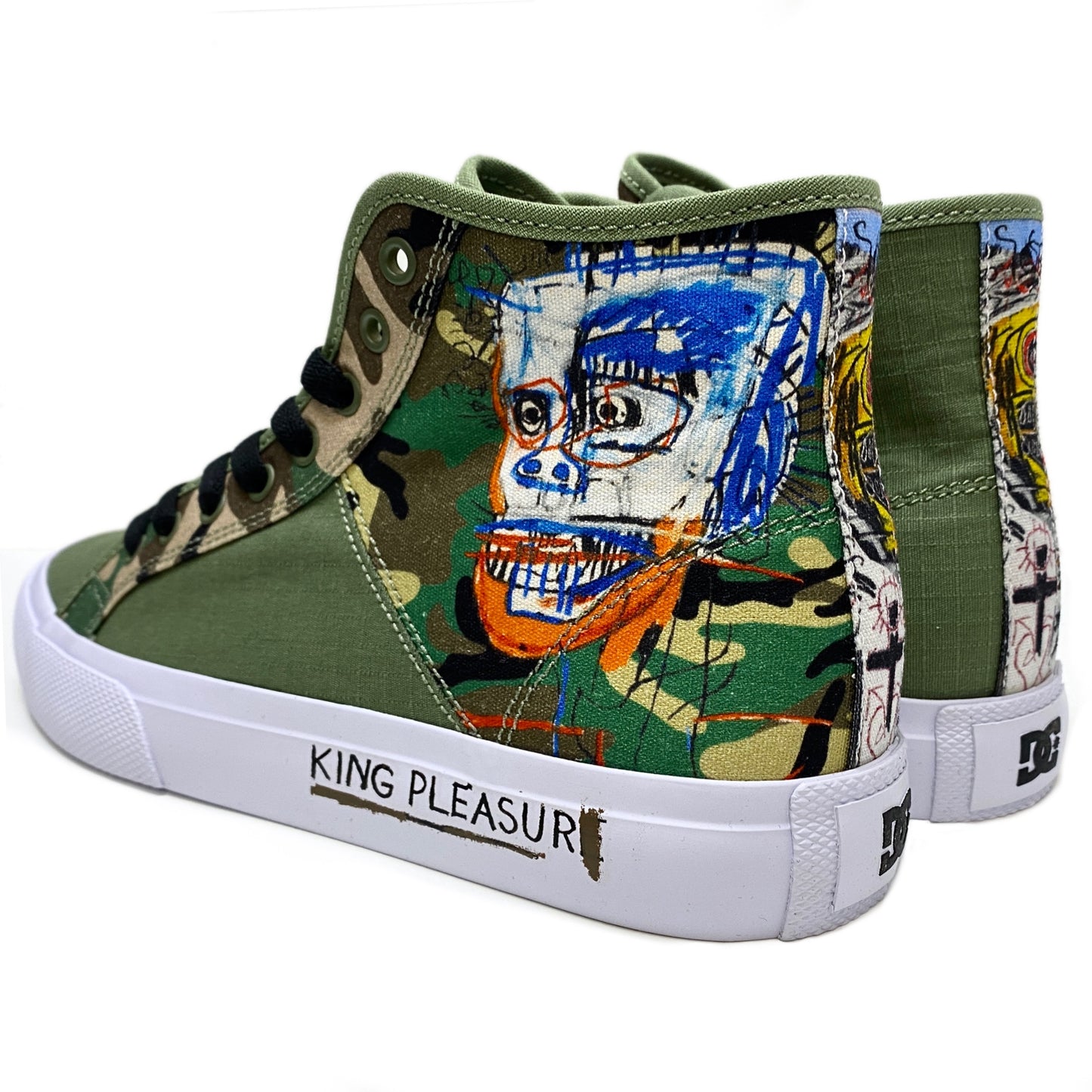 DC SHOES X BASQUIAT MANUAL HI BLACK MILITARY CAMO TRAINERS