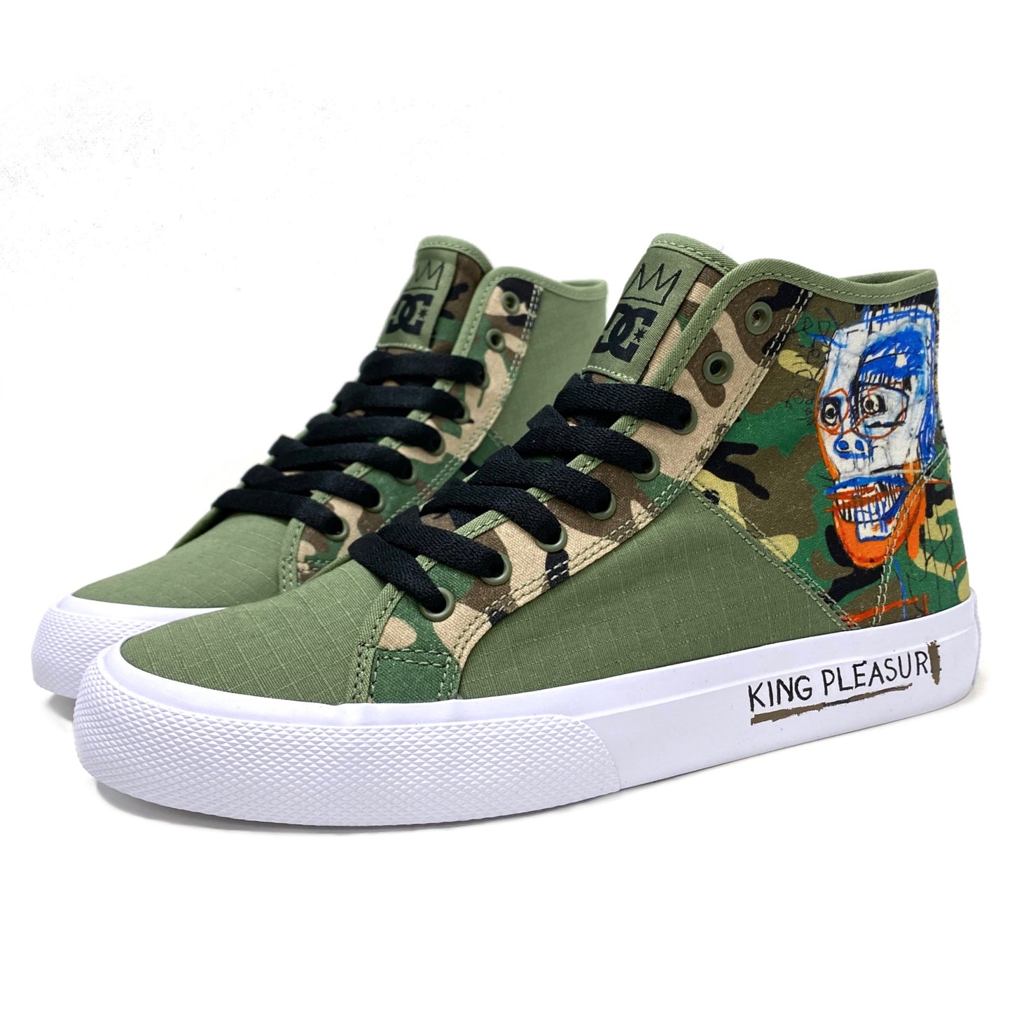 DC SHOES X BASQUIAT MANUAL HI BLACK MILITARY CAMO TRAINERS