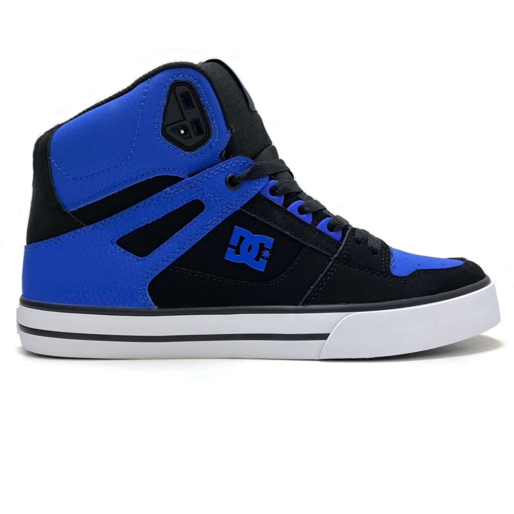 DC SHOES PURE HIGH TOP WC BLACK ROYAL BLUE TRAINERS (UK 8)