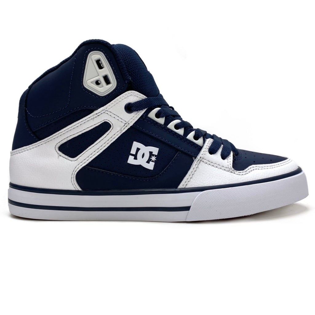 DC SHOES PURE HIGH TOP WC DC NAVY & WHITE TRAINERS