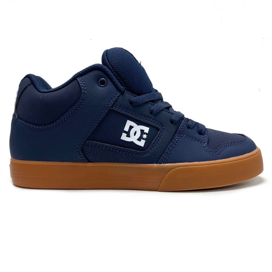 DC SHOES PURE MID DC NAVY & GUM TRAINERS (UK 8)