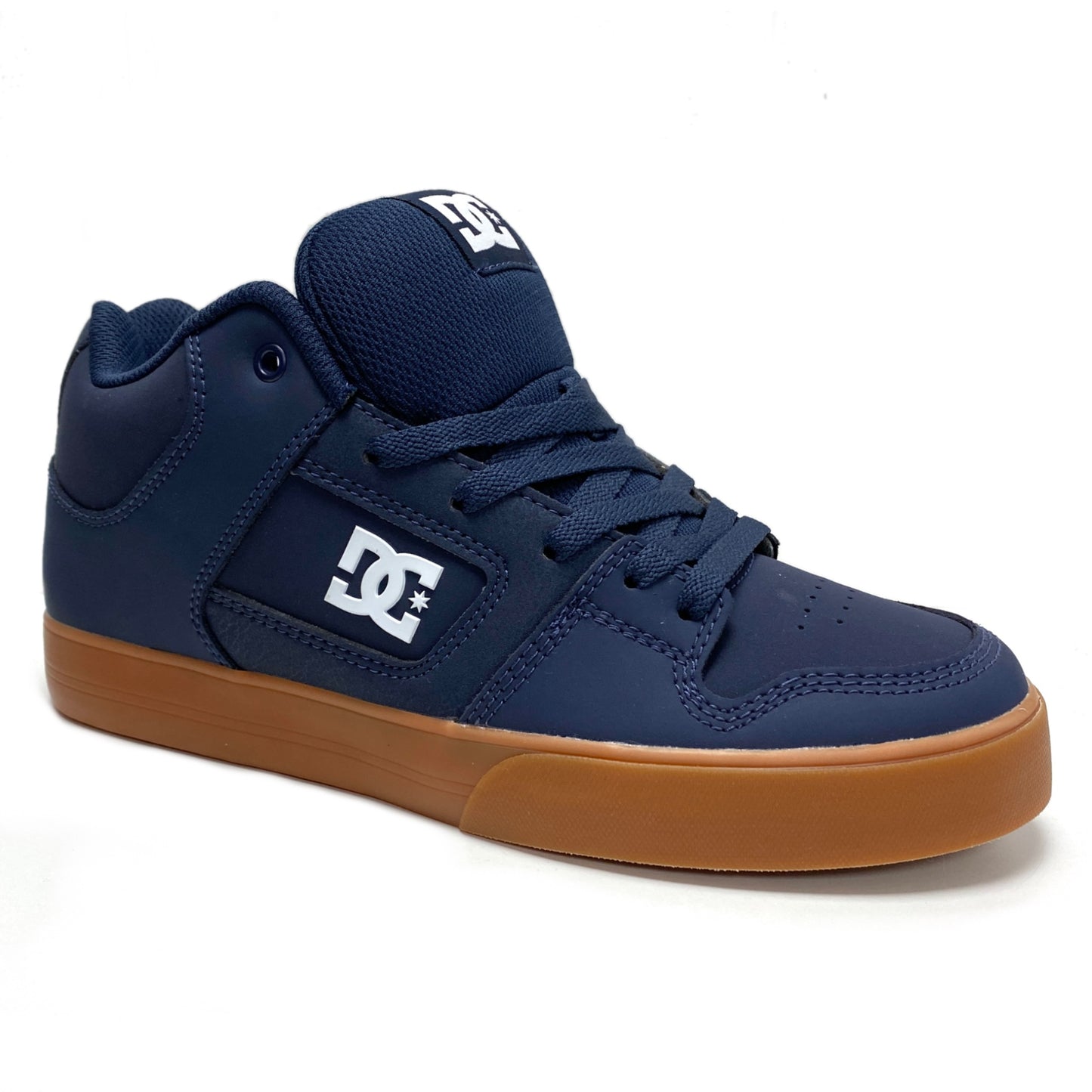 DC SHOES PURE MID DC NAVY & GUM TRAINERS (UK 8)