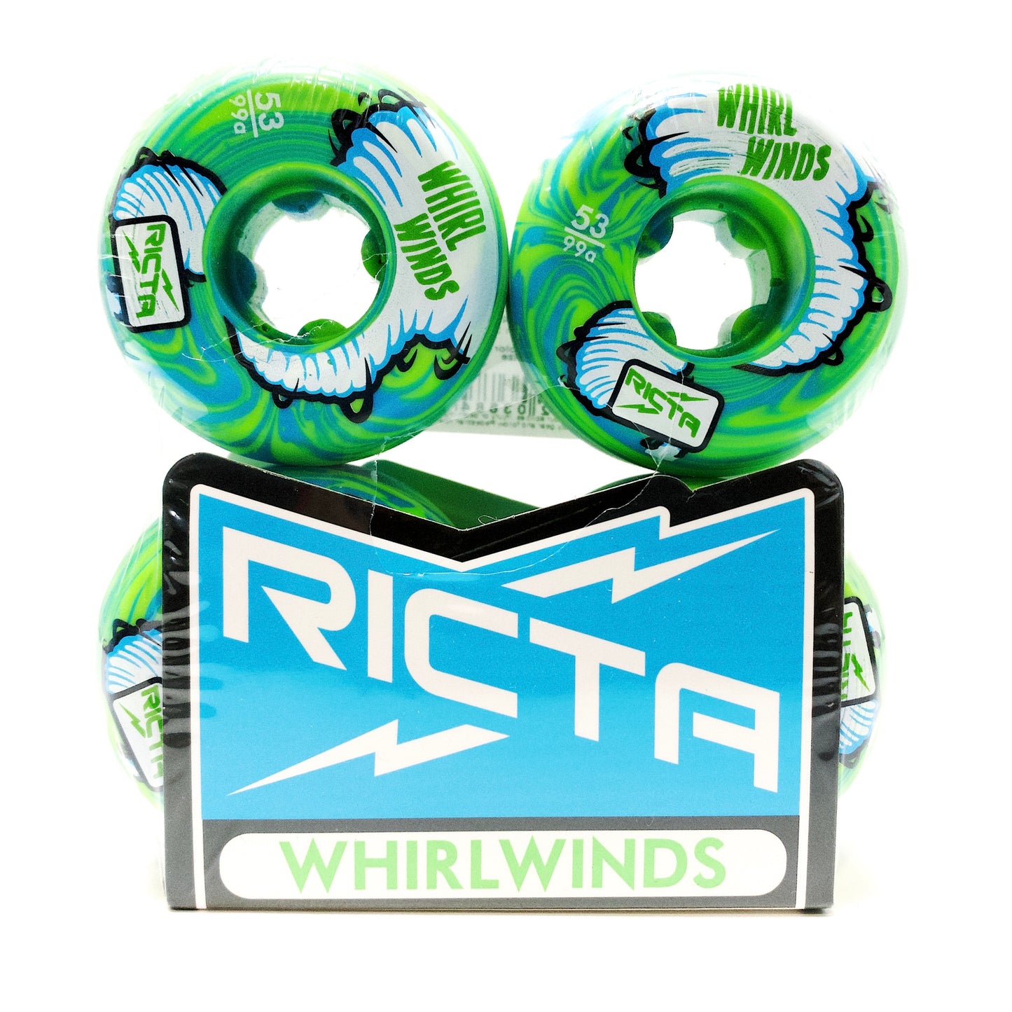 Ricta 53mm Whirlwinds Blue & Green Swirl 99a Wheels