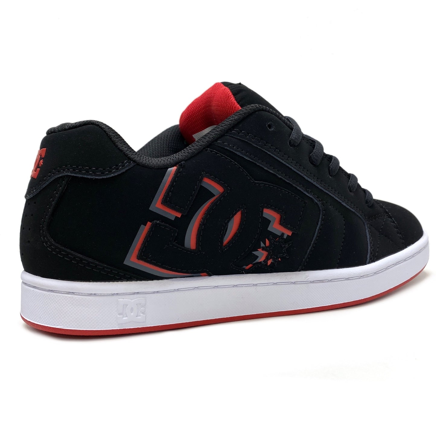 DC SHOES NET BLACK & RED TRAINERS