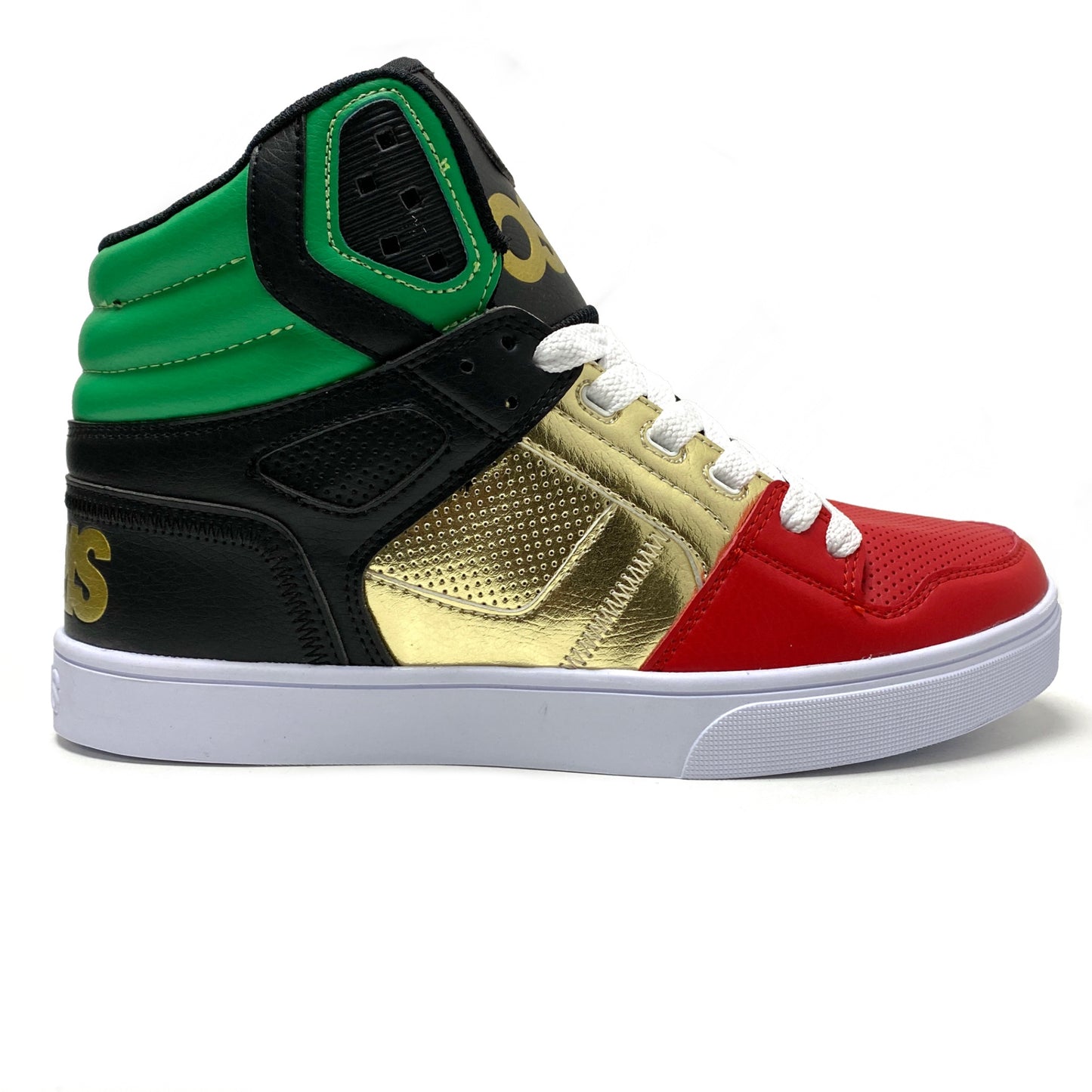 OSIRIS SHOES CLONE RED GOLD & GREEN TRAINERS