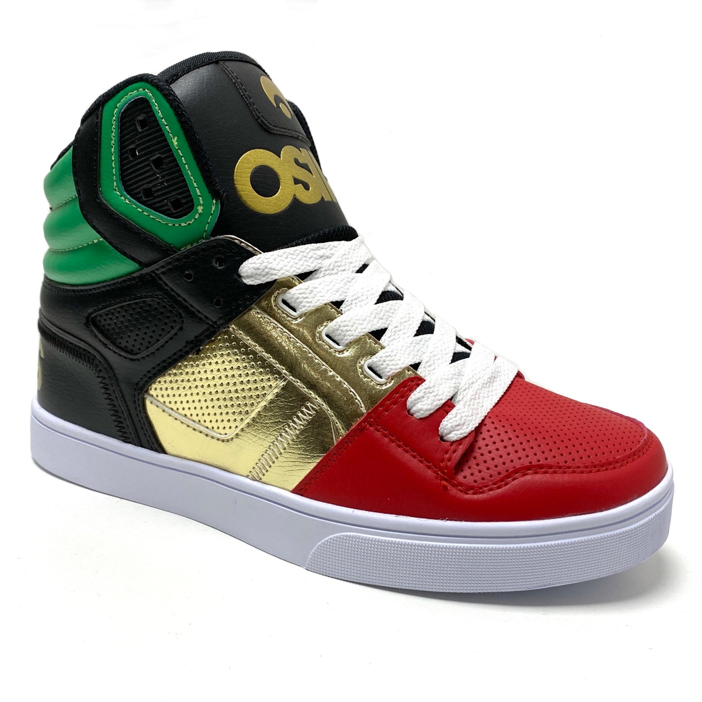 OSIRIS SHOES CLONE RED GOLD & GREEN TRAINERS