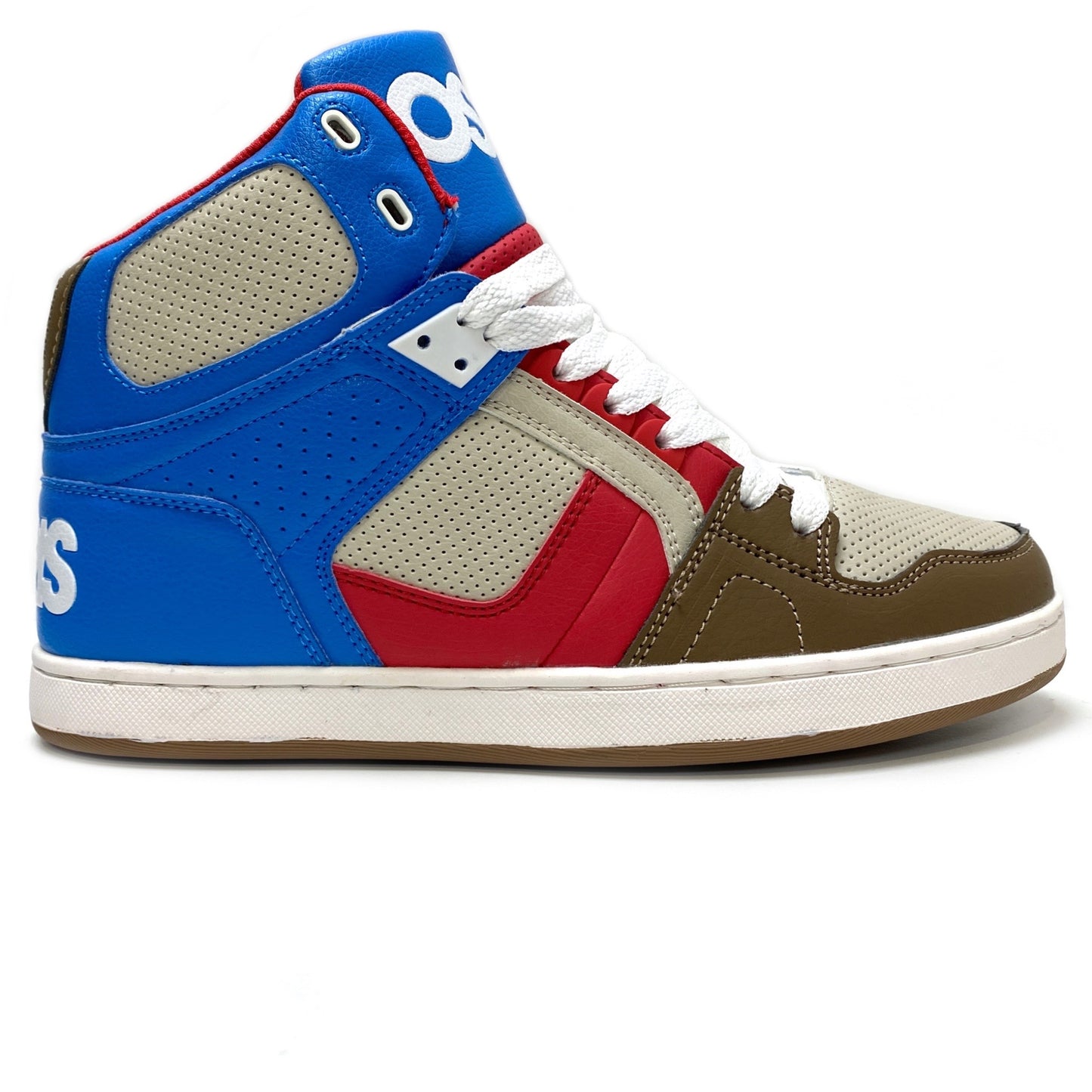 OSIRIS SHOES NYC 83 CLK BLUE CREAM & RED TRAINERS