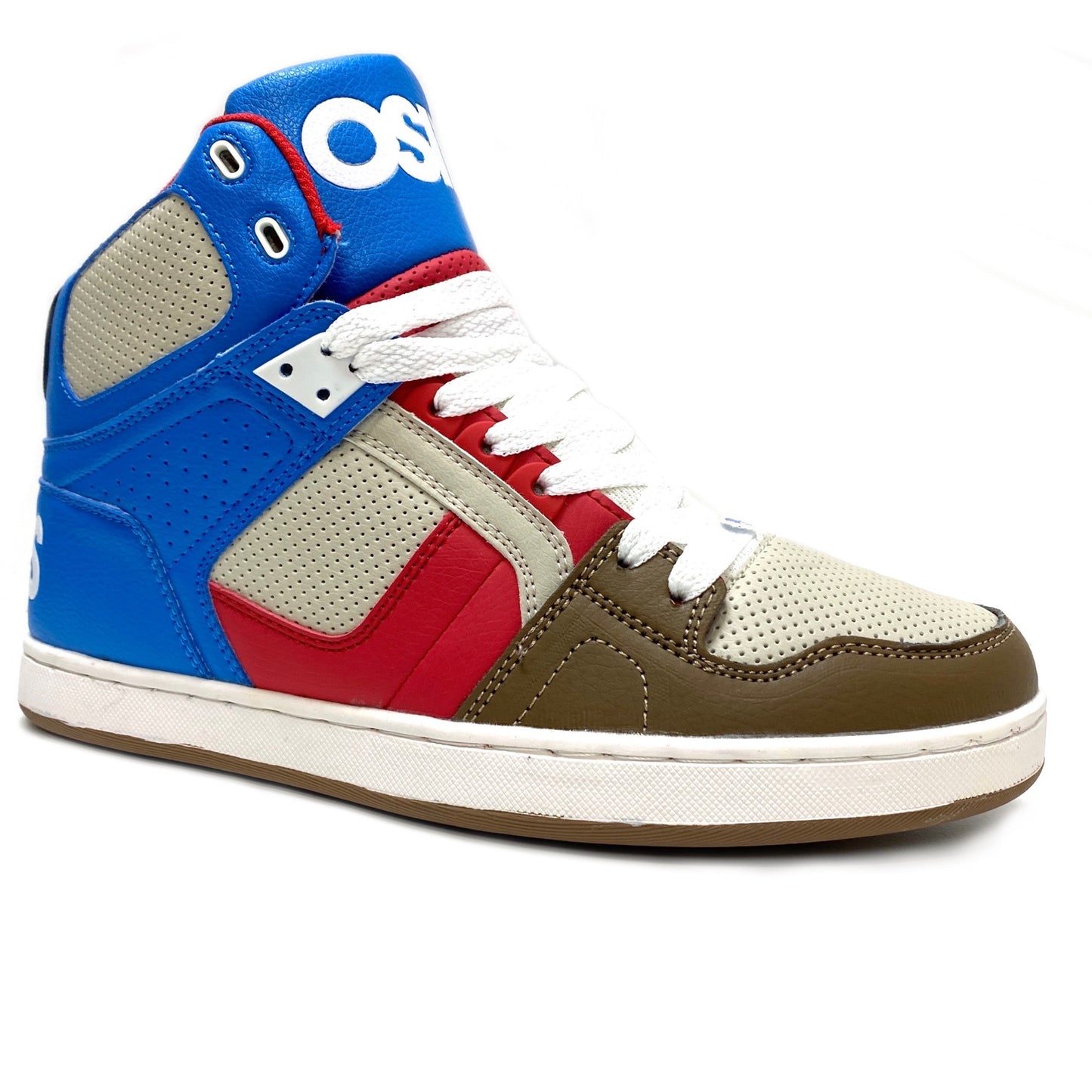 OSIRIS SHOES NYC 83 CLK BLUE CREAM & RED TRAINERS