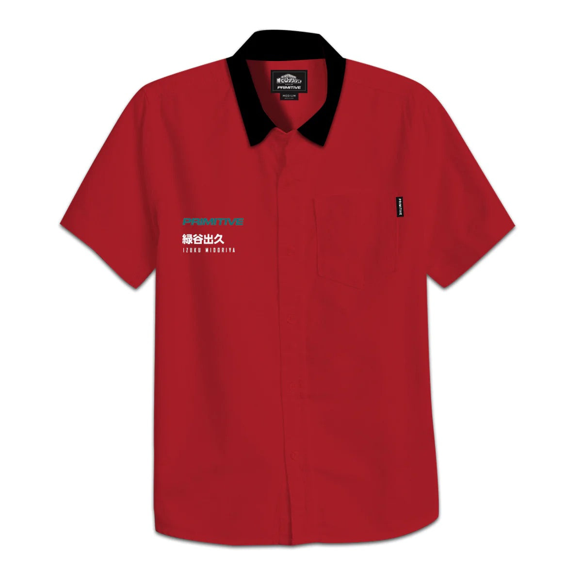 MY HERO ACADEMIA X PRIMITIVE IZUKU MIDORIYA RED S/S WOVEN POLO SHIRT