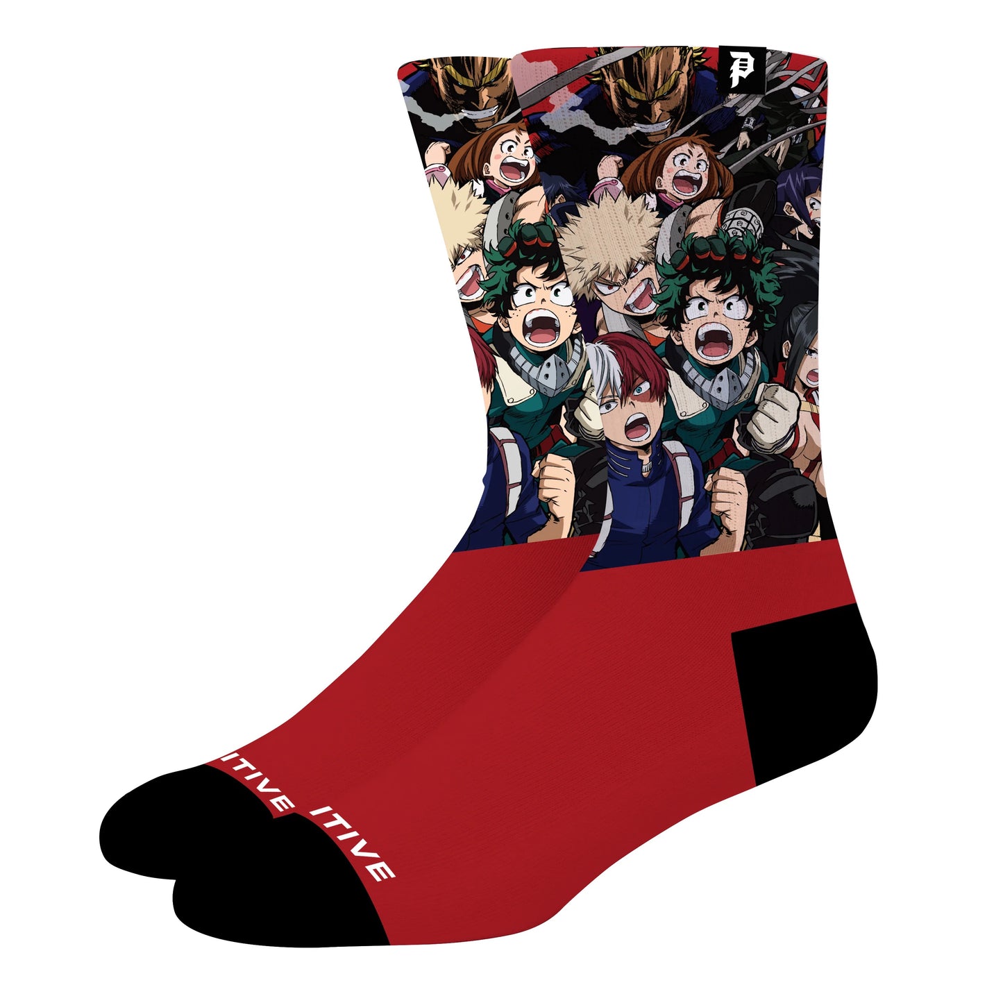 MY HERO ACADEMIA X PRIMITIVE RED & BLACK SOCKS (ONE SIZE)