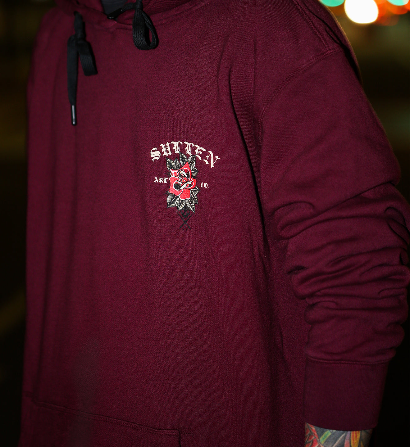 SULLEN CLOTHING PANTERA BURGUNDY PULLOVER HOODIE