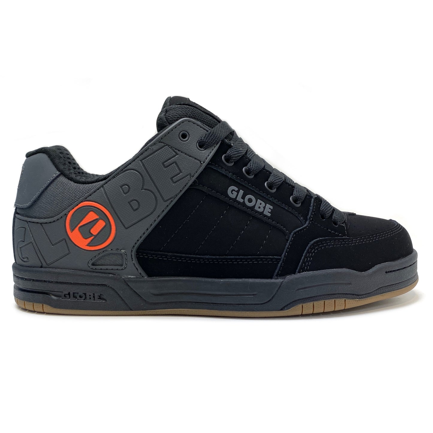 GLOBE TILT BLACK SPLIT ORANGE TRAINERS