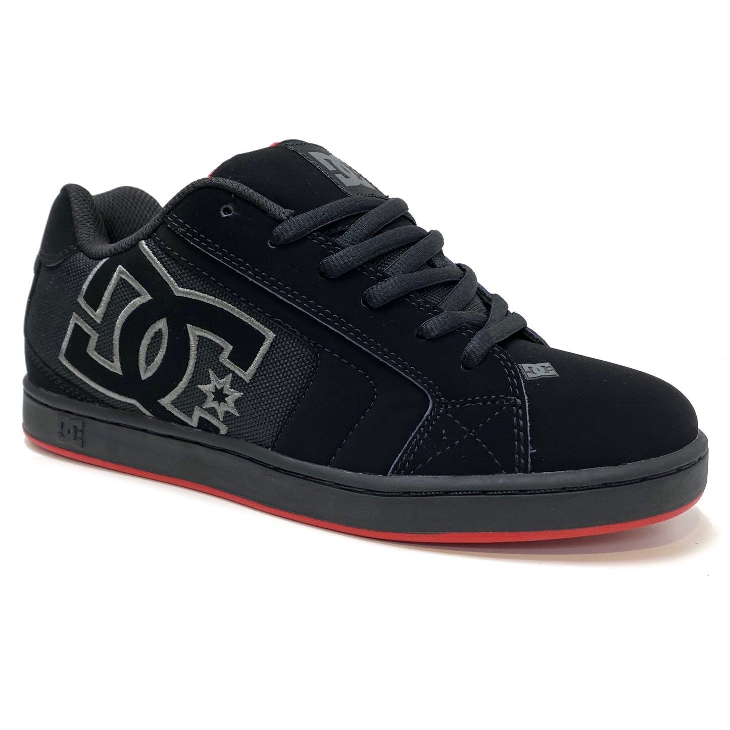 DC SHOES NET BLACK BLACK RED TRAINERS (UK 11)