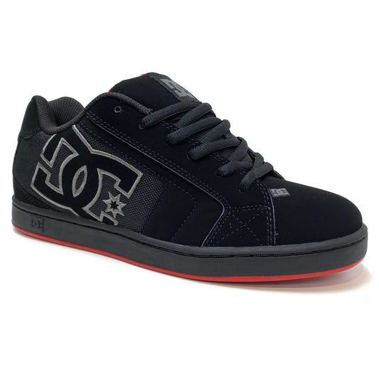 DC SHOES NET BLACK BLACK RED TRAINERS (UK 11)