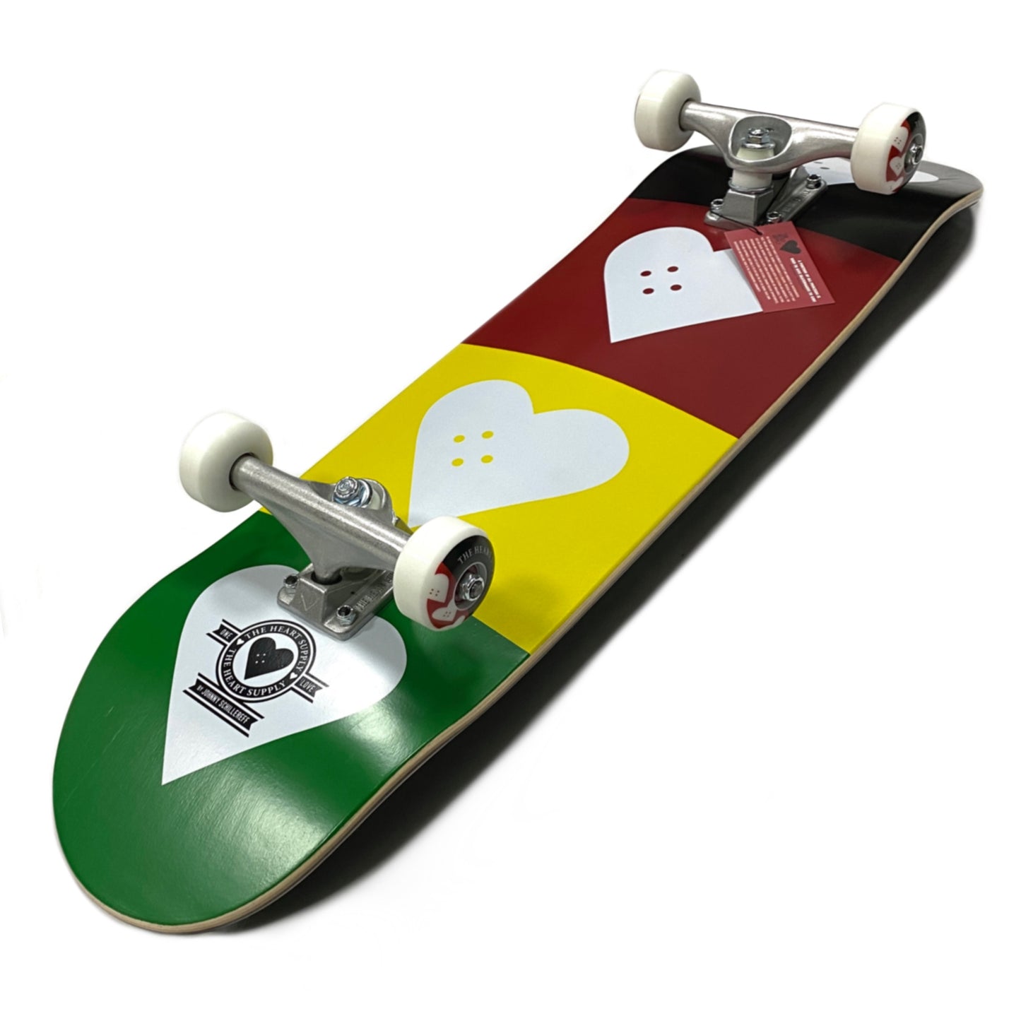 The Heart Supply Quad Logo Red, Gold & Green 8.25” Skateboard Complete