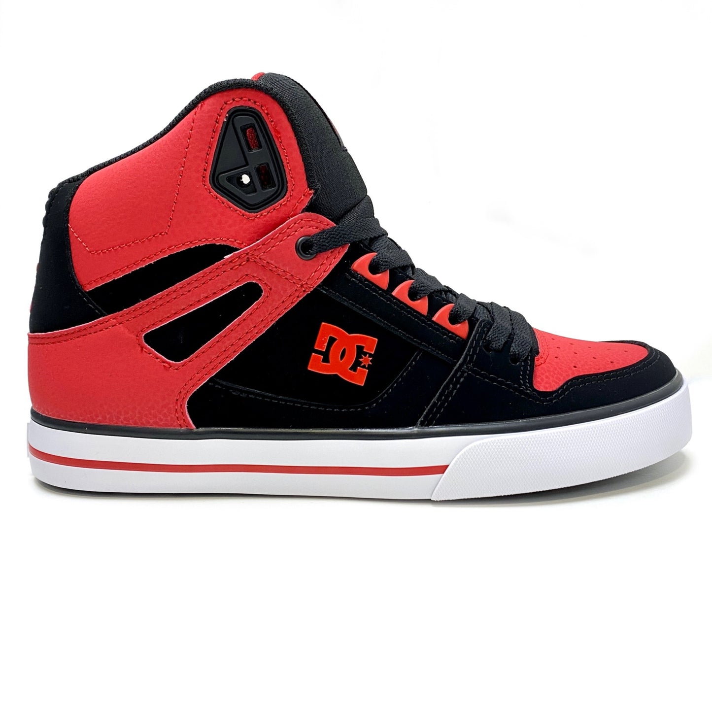 DC SHOES PURE HIGH TOP WC FIERY RED & BLACK TRAINERS