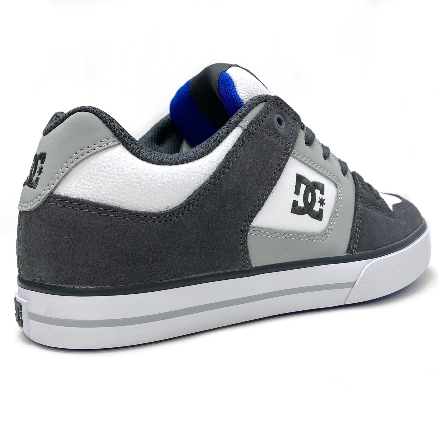 DC SHOES PURE GREY WHITE & BLUE TRAINERS (UK 8 EUR 42)