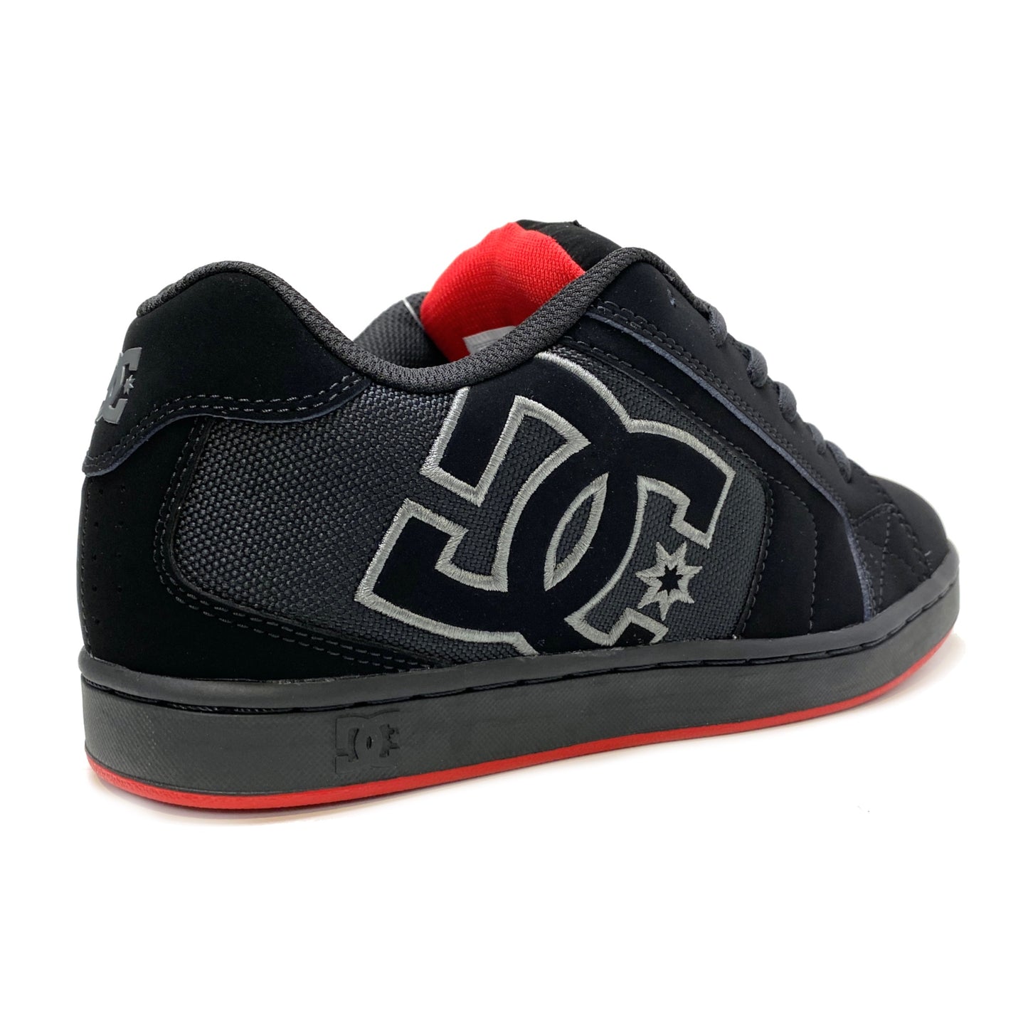 DC SHOES NET BLACK BLACK RED TRAINERS (UK 11)