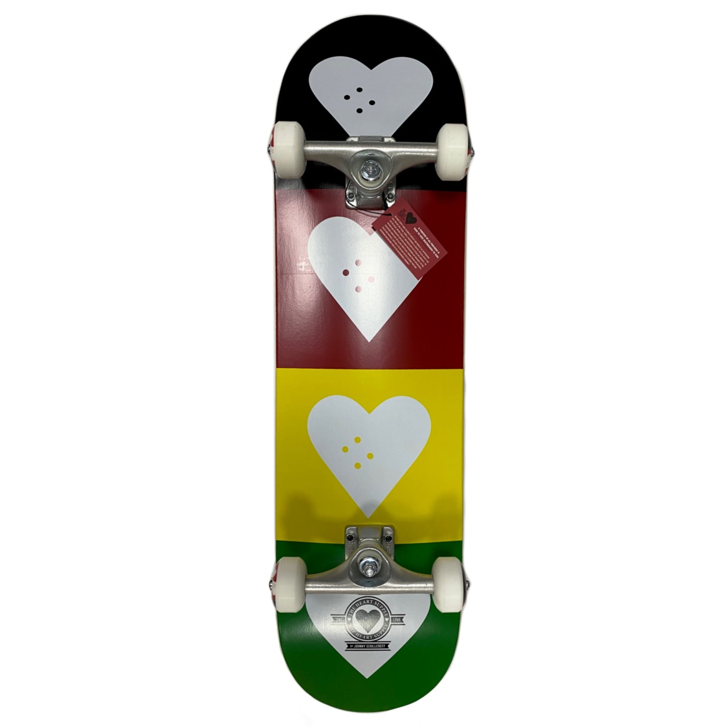 The Heart Supply Quad Logo Red, Gold & Green 8.25” Skateboard Complete