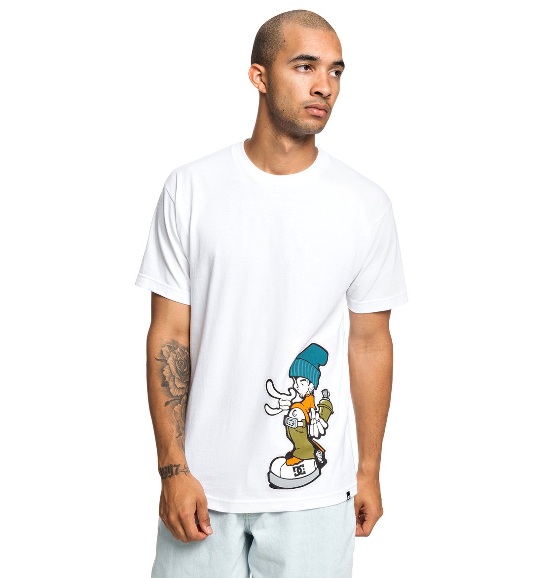 DC Shoes B Boys White T Shirt GRAFFITI DAVE PERSUE