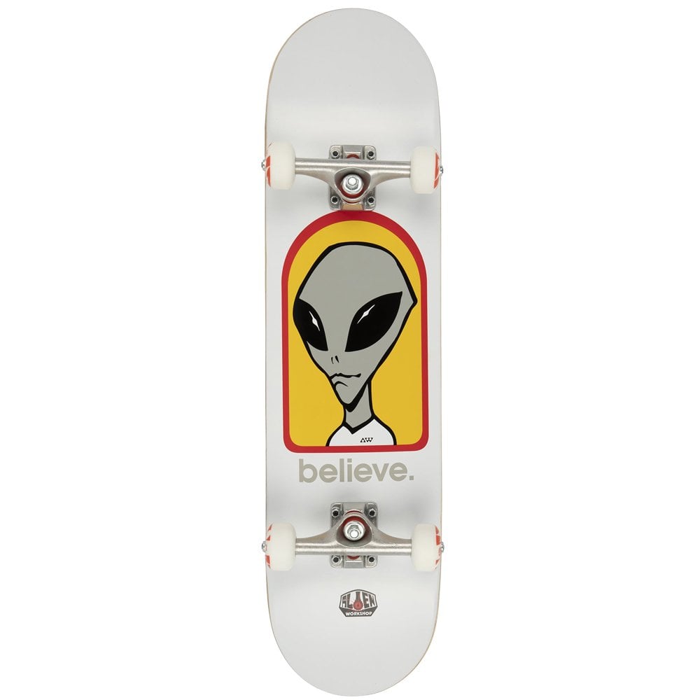 Alien Workshop 8" Believe White Skateboard Complete