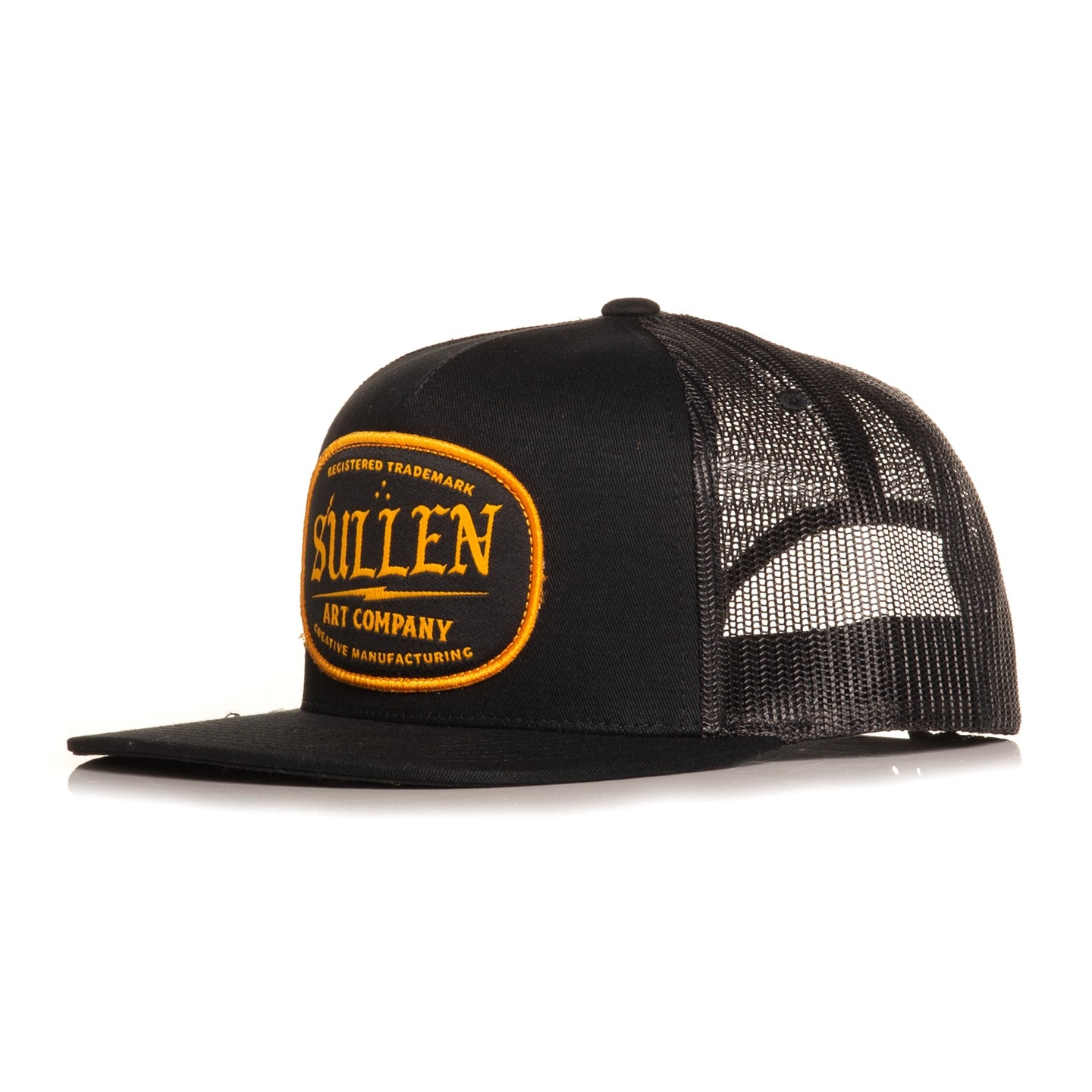 SULLEN CLOTHING SUPPLY BLACK & YELLOW SNAPBACK MESH TRUCKER CAP