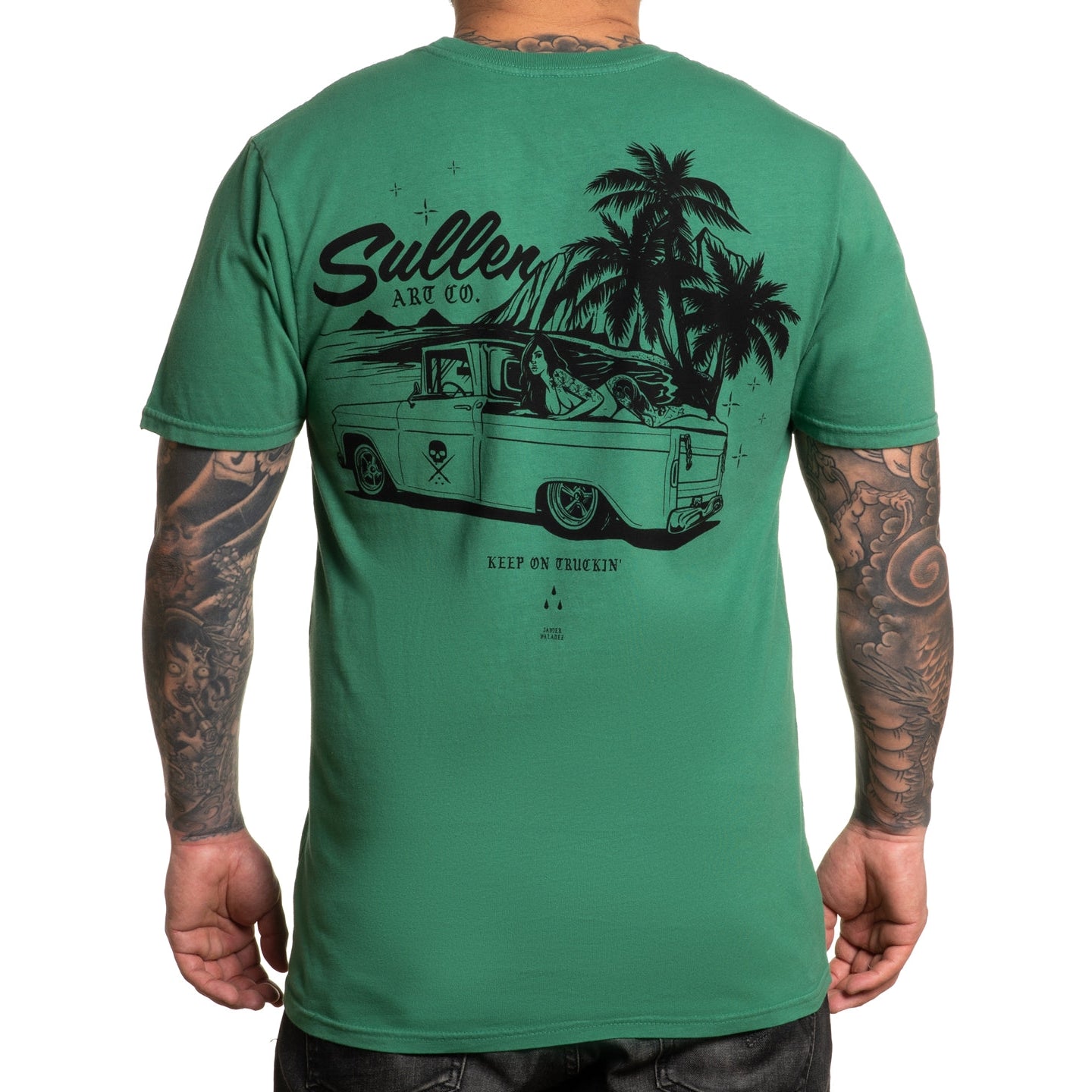 SULLEN CLOTHING TRUCKIN CANTIQUE FROSTY SPRUCE GREEN PREMIUM T-SHIRT (M)