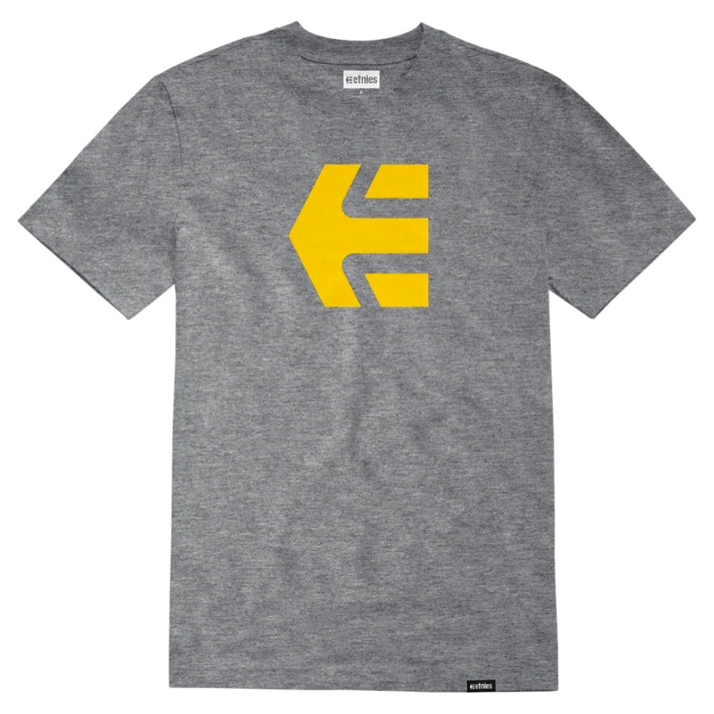 ETNIES ICON GREY & YELLOW T-SHIRT (2XL)