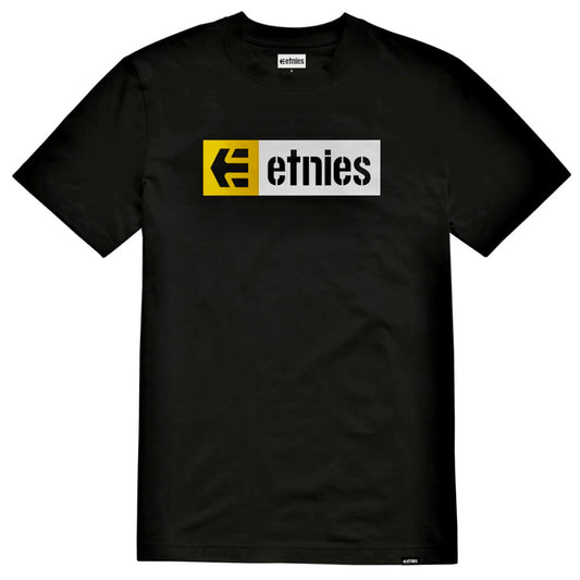 ETNIES NEW BOX BLACK WHITE & YELLOW T-SHIRT