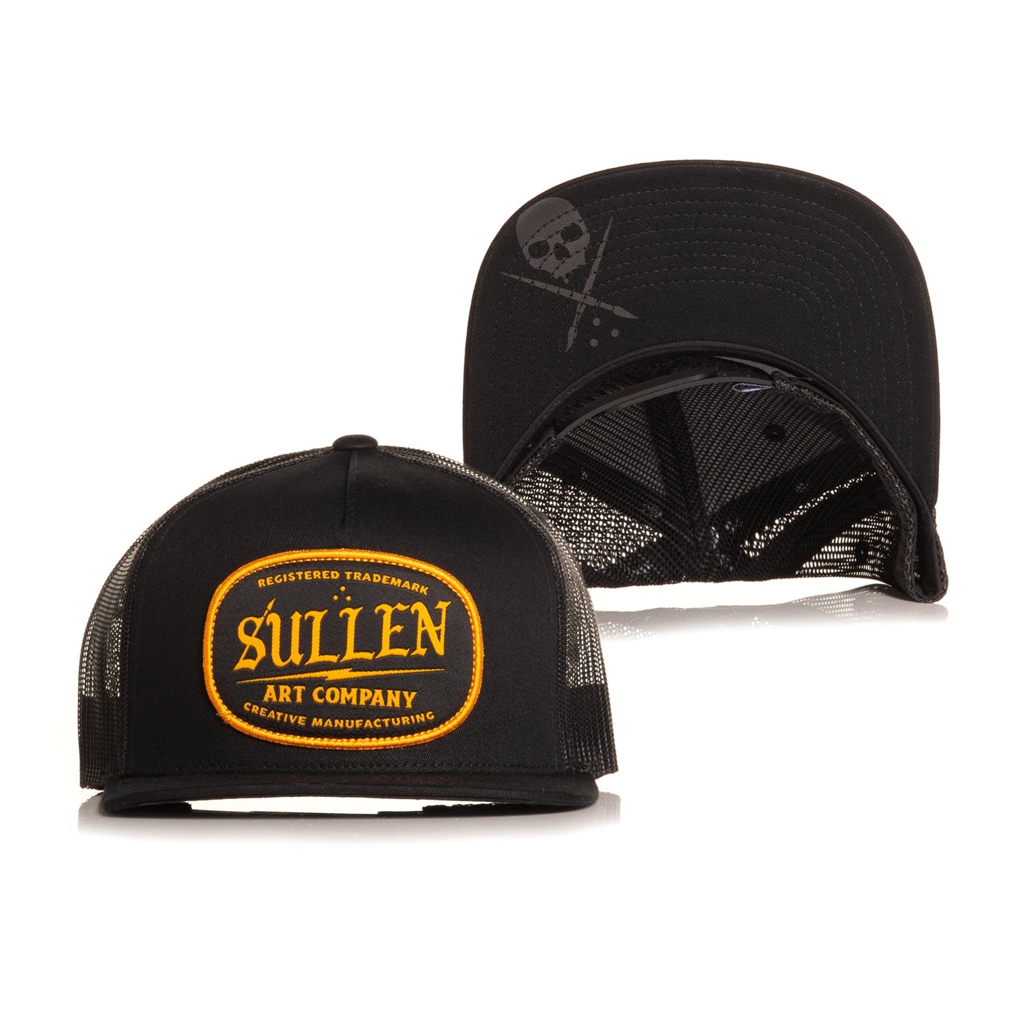 SULLEN CLOTHING SUPPLY BLACK & YELLOW SNAPBACK MESH TRUCKER CAP