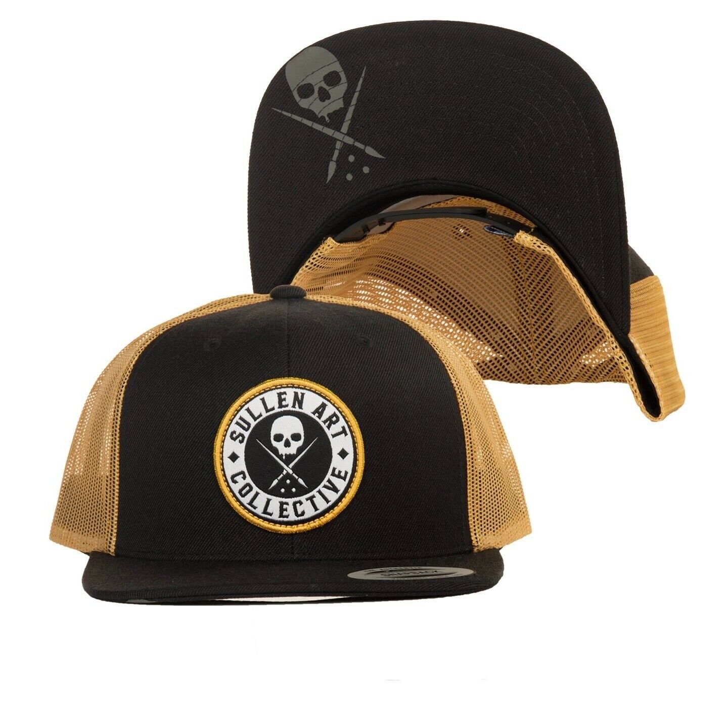 SULLEN CLOTHING BOH BLACK & YELLOW MESH TRUCKER CAP HAT
