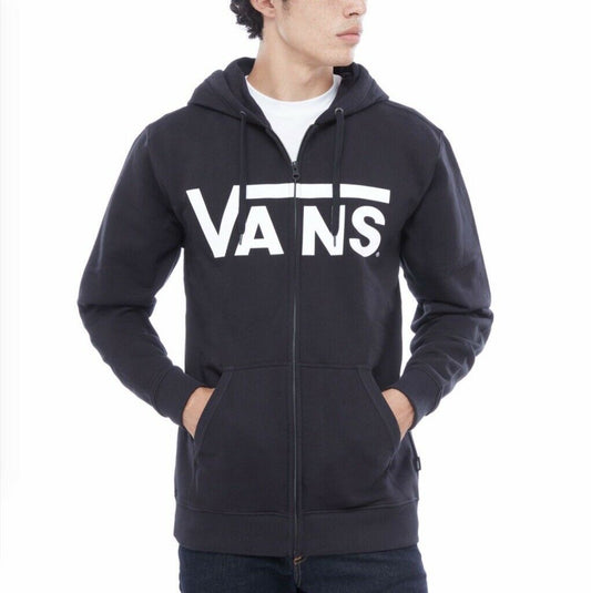 vans classic logo black & white zipper hoodie